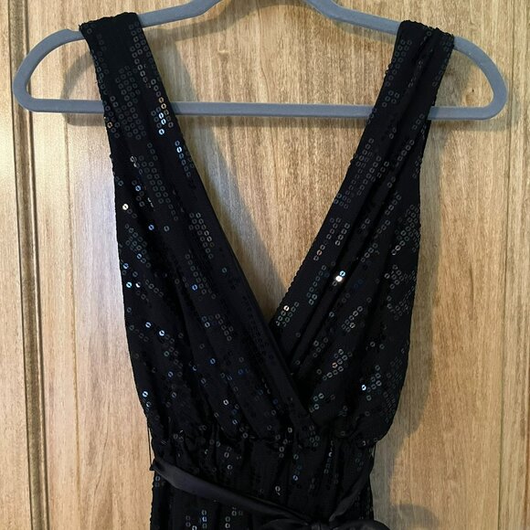Vintage 2000s EXPRESS | Black Sleeveless Sequin Cocktail Mini Dress | Size Small - Picture 7 of 8